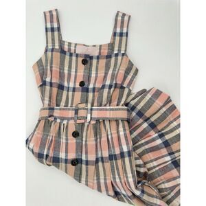 Gal Meets Glam Peyton Dress Size 0 Petite Pink Plaid Linen Blend Belted‎ NEW
